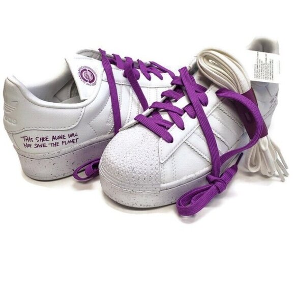 Adidas Originals Superstar Bold Lifestyle Sneakers Size 5.5 FY0129 White Purple - Picture 9 of 9